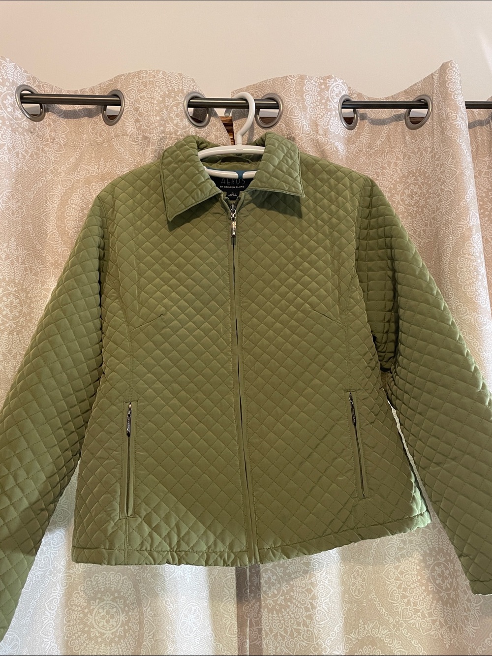 Women’s large Kristen Blake Olive Quilted Zip Jacket